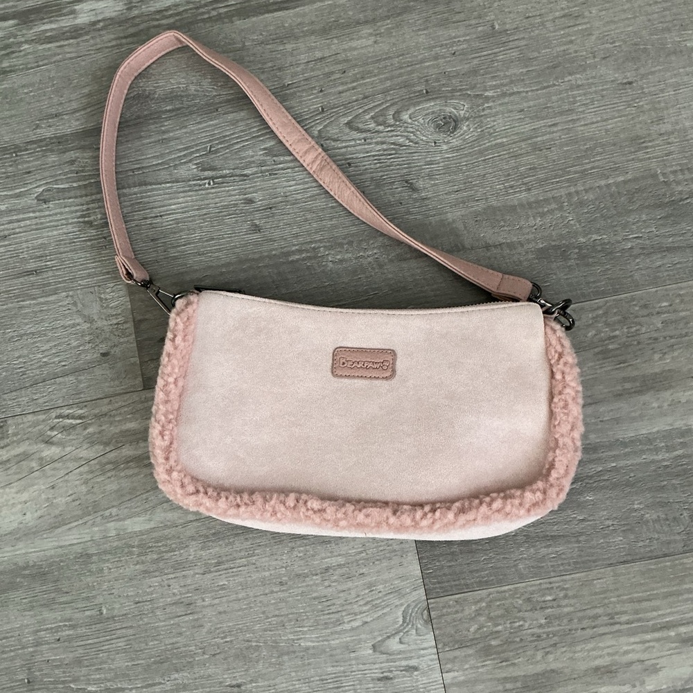 BEARPAW Shearling Trim Pouchette Shoulder Bag , Purse Clutch NWOT